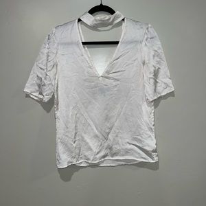 Paige Cateline Choker White Silk Blouse Women's Size Small